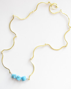 Blue Howlite, Brass and Sterling Silver Hinged Link Necklace
