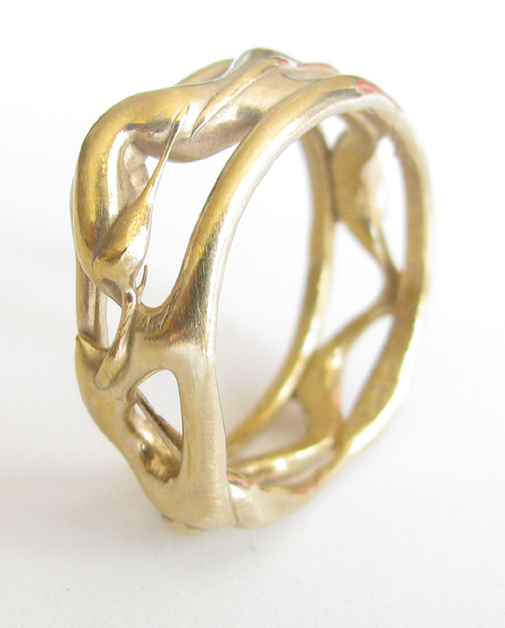 Abstract Bronze Vine Band Ring, Size 7.5