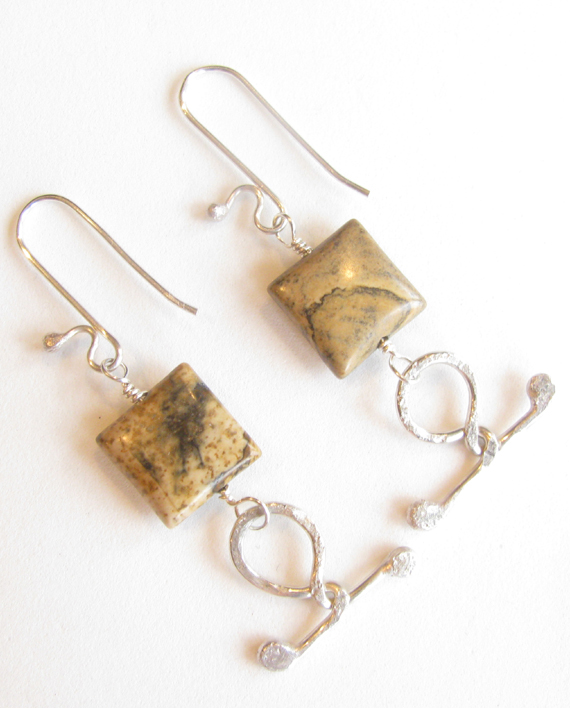 Picture Jasper and Sterling Silver Earrings