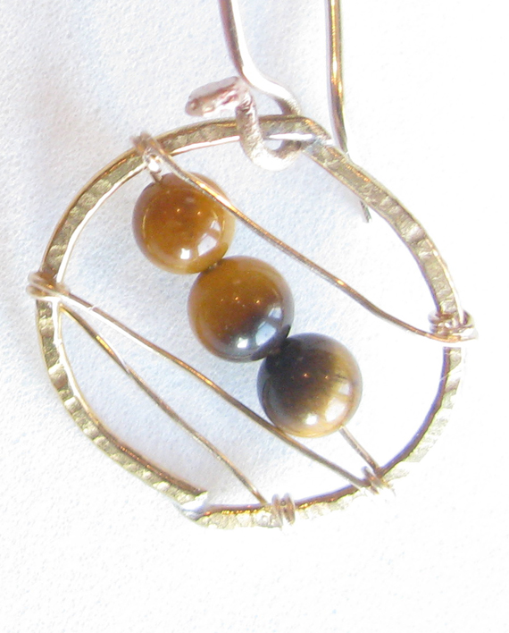 Tiger Eye and Gold-Filled Stitched Earrings