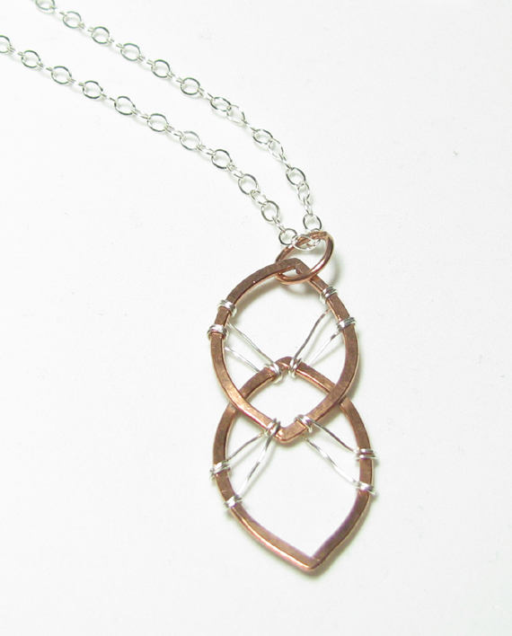 Copper and Sterling Silver Stitched Necklace