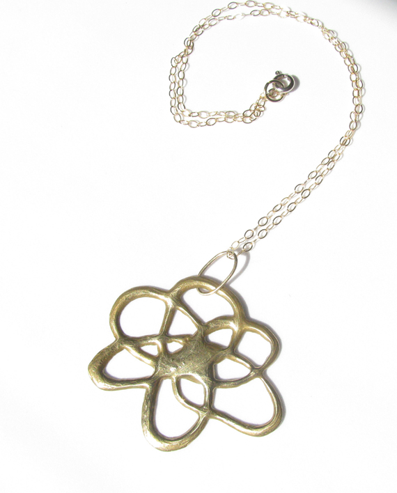 Abstract Bronze "Flower" Necklace