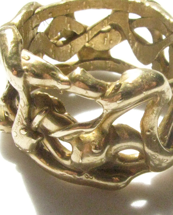 Bronze Abstract Thick Ring, Size 11