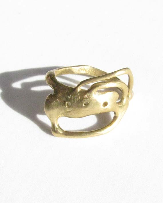Bronze Abstract Wave Ring
