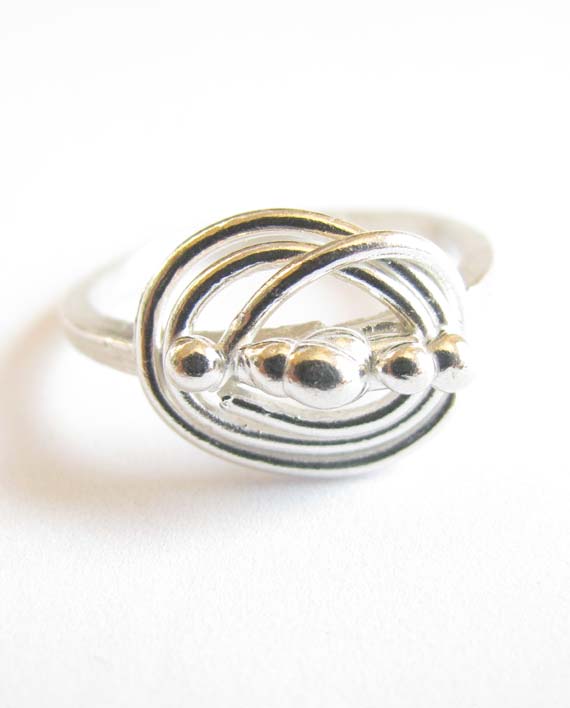 Sterling Silver Thin Spiral Dot Ring