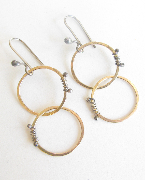 Gold-Filled and Sterling Silver Double Circle Wrap Earrings
