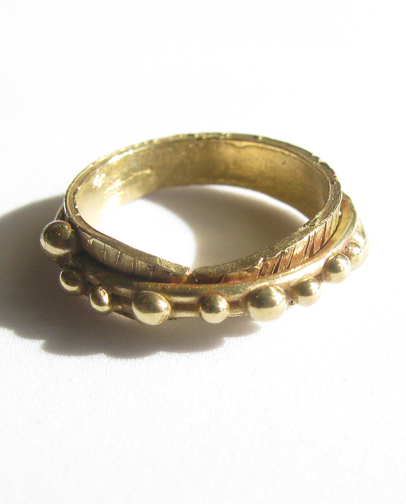 Bronze Small Textured Dot Ring, Size 5