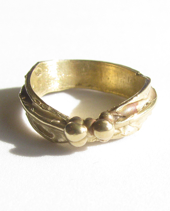 Bronze Small Textured Wavy Flower Ring, Size 6