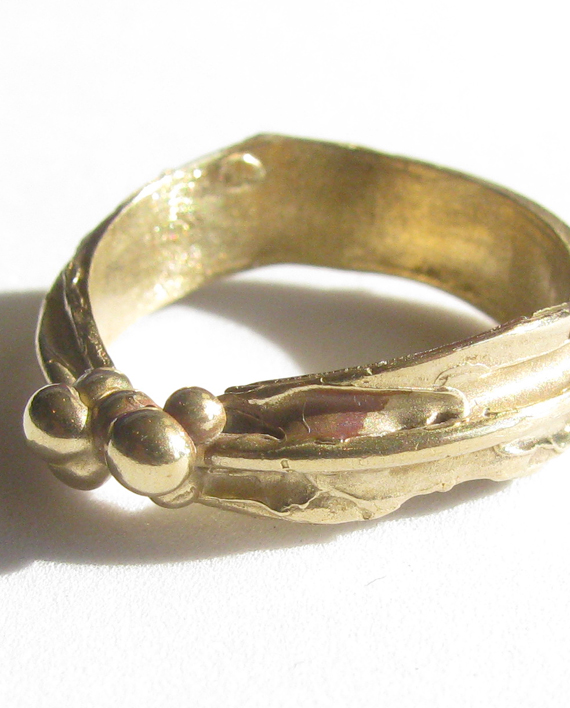 Bronze Small Textured Wavy Flower Ring, Size 6