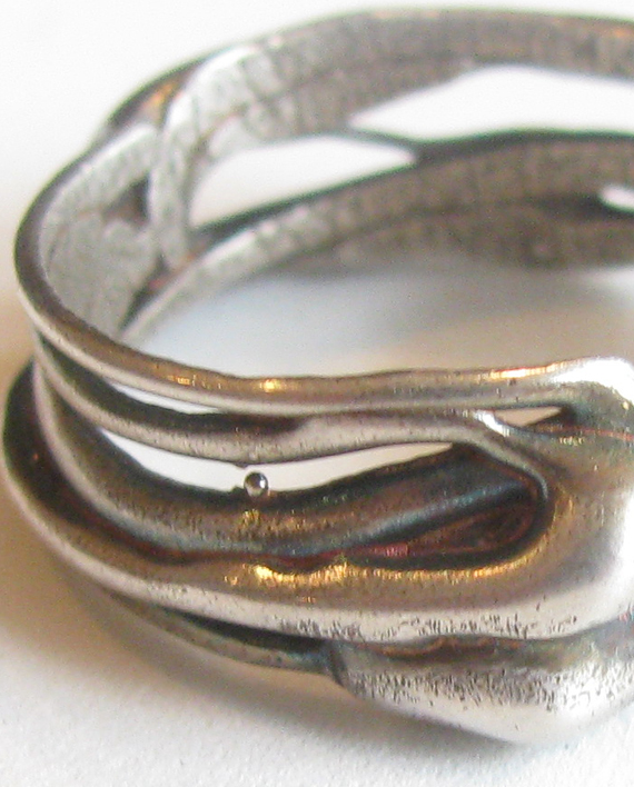Antiqued Sterling Silver Thin Line Vines Ring, Size 9