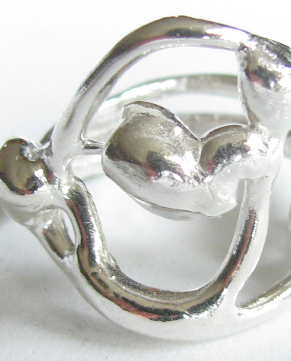 Abstract Sterling Silver Big Swirl Ring, Size 5.75