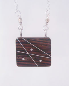 Wengewood and Silver Inlay Square Necklace