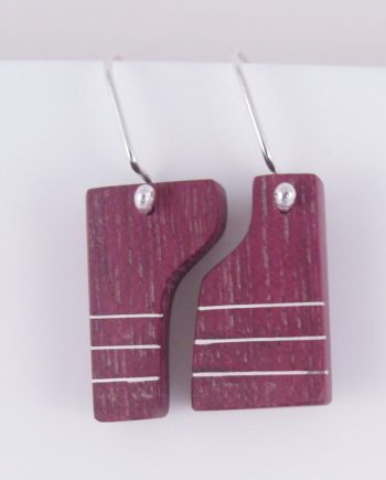 Purpleheart and Silver Inlay "Puzzle" Earrings