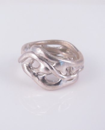 Abstract Sterling Silver Wavy Vine Ring, Size 10