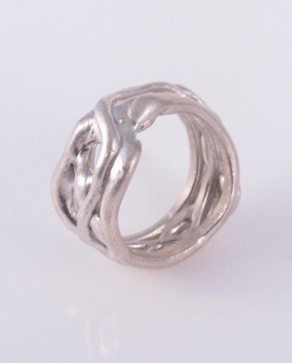 Abstract Sterling Silver Wavy Vine Ring, Size 10